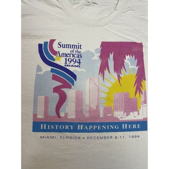 VINTAGE Summit Of The Americas 1994 Miami T-shirt Men Large 90s Single Stitch - Picture 2 of 10
